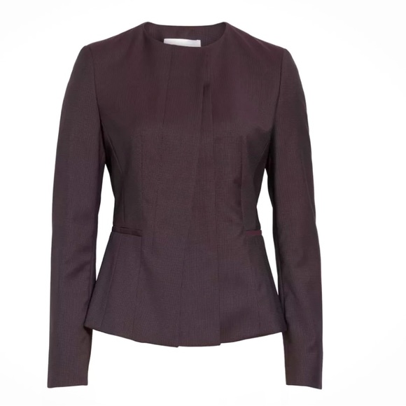 NWT HUGO BOSS Jadela 2 Virgin Wool Mini Houndstooth Blazer Business Jacket - 12 - Picture 1 of 9